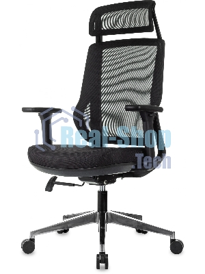 Кресло руководителя Бюрократ MC-412N-H черный сетка/ткань с подголов. крестов. металл хром