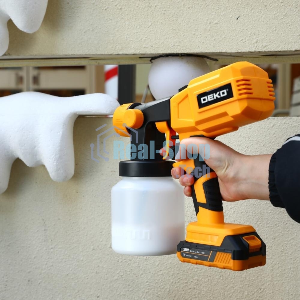 Краскопульт электрический аккумуляторный DEKO SG20DK, 20В, 800 мл, 1x3.0А·ч 083-1133