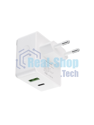 Сетевое зарядное устройство Maxvi CHL-603PD Type-C\USB 30W 6A (3A+3A) PD QC3.0, белый
