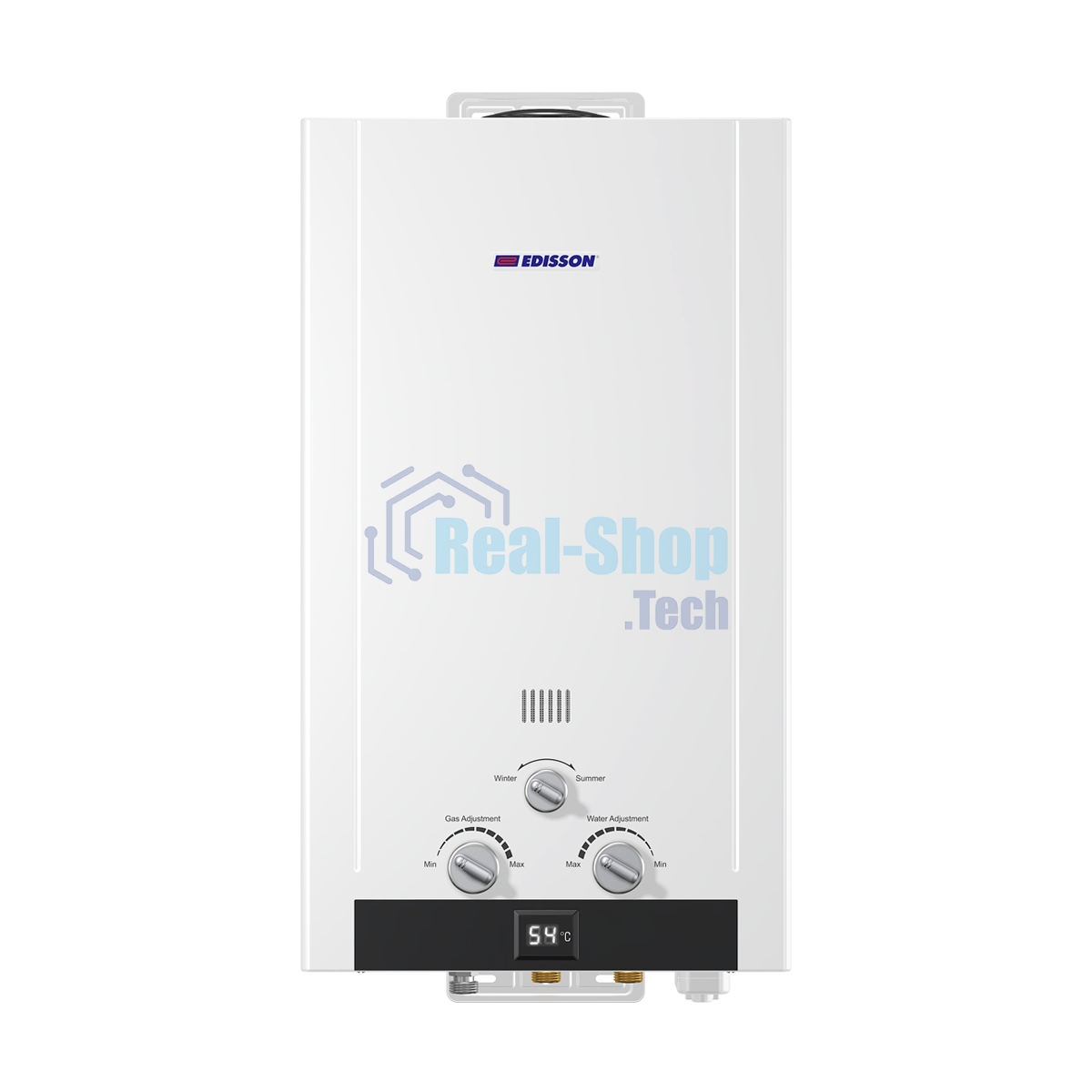 Водонагреватель газовый Edisson HEAT H 20 D белый, проточный, 10 л/мин, 20 кВт, газ-контроль