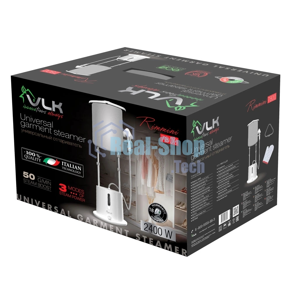 Отпариватель VLK Rimmini 7800 белый, 2400 Вт, 50 г/мин, 1700 мл