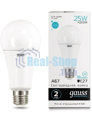 Лампа светодиодная Gauss LED Elementary A67 25W E27 2100lm 4100K 1/10/50 0