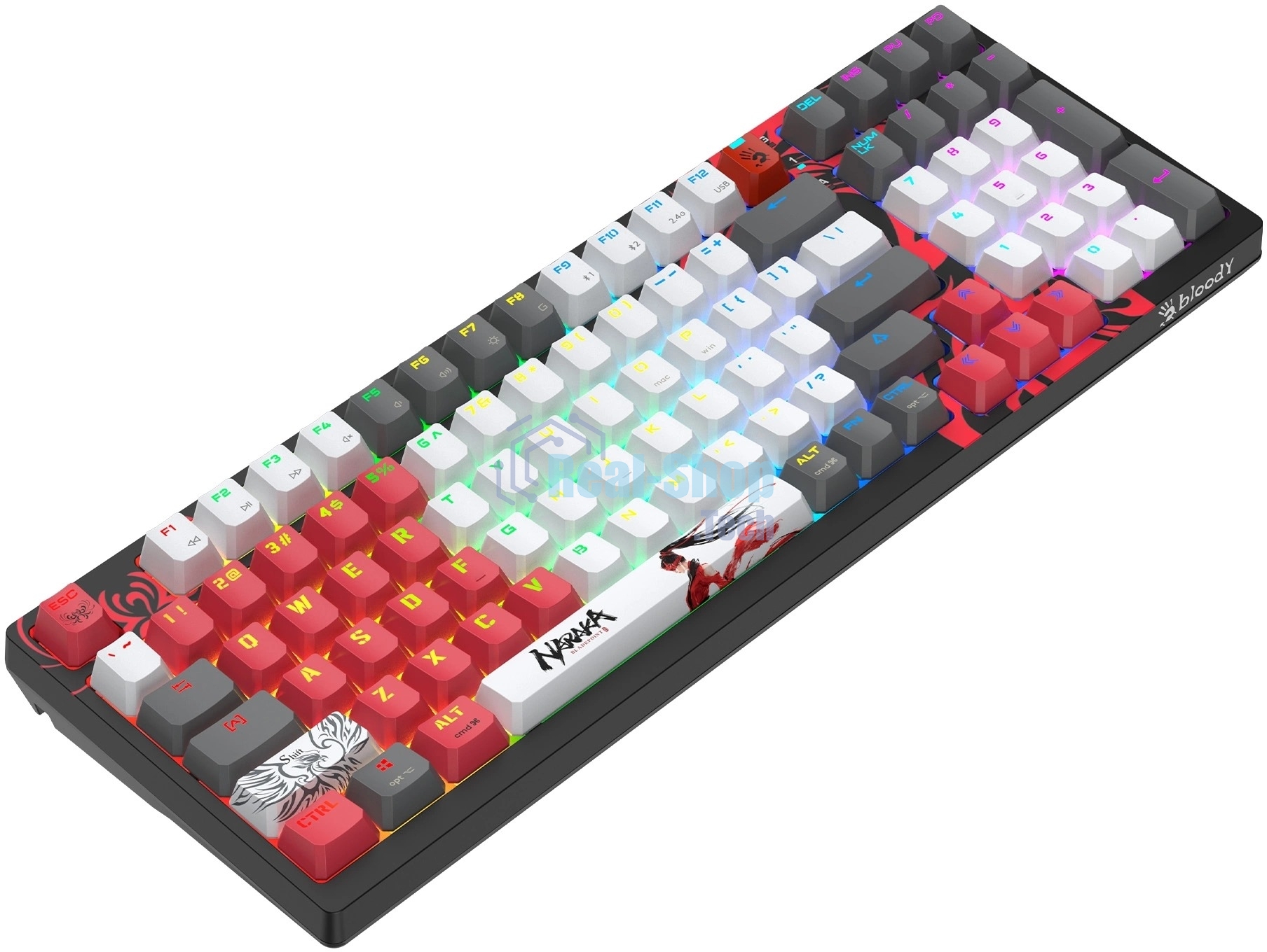 Клавиатура беспроводная механическая A4Tech Bloody WS98 Naraka USB черный/красный (WS98)