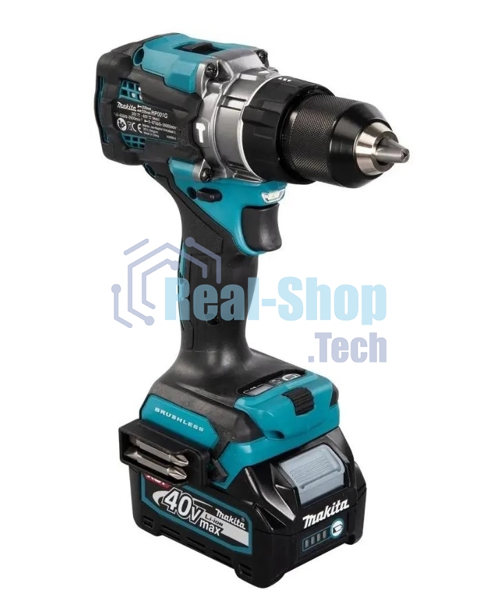 Дрель-шуруповерт Makita HP001GD201, 40 В, 2,5 Ач, 140 Нм, бесщеточный, ударный