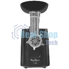 Мясорубка электрическая Moulinex ME112832 черный/серебристый, 1600 Вт, 1.9 кг/мин, реверс, защита от перегрузки, насадки - 5