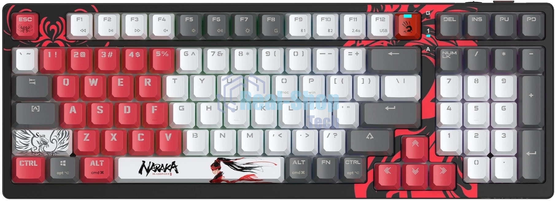 Клавиатура беспроводная механическая A4Tech Bloody WS98 Naraka USB черный/красный (WS98)