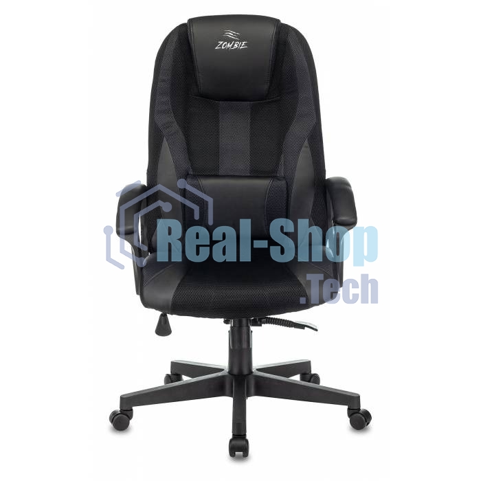 Кресло игровое Бюрократ Zombie 9 черный/серый, искусст.кожа/ткань, крестовина пластик