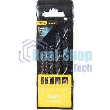 Набор сверл по дереву 5 шт (4/5/6/8/10 мм) Deli DH-MGZ005-ED1 сталь 45#, пласт.кейс
