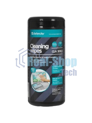 Чистящие салфетки Defender для экранов TV, ЖК-мониторов, дисплеев ноутбуков/нетканый материал/туба/100 шт/Германия