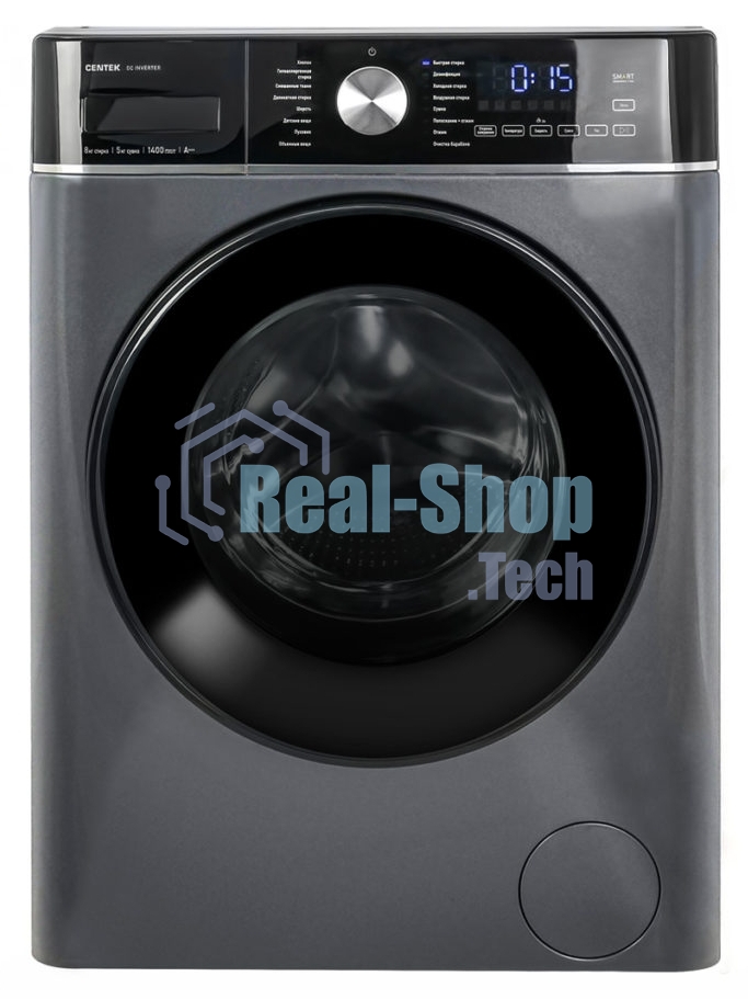 Стиральная машина Centek CT-1956 серый, загрузка фронтальная 8/5 кг (стирка/сушка), 1400 об/мин., класс А+++