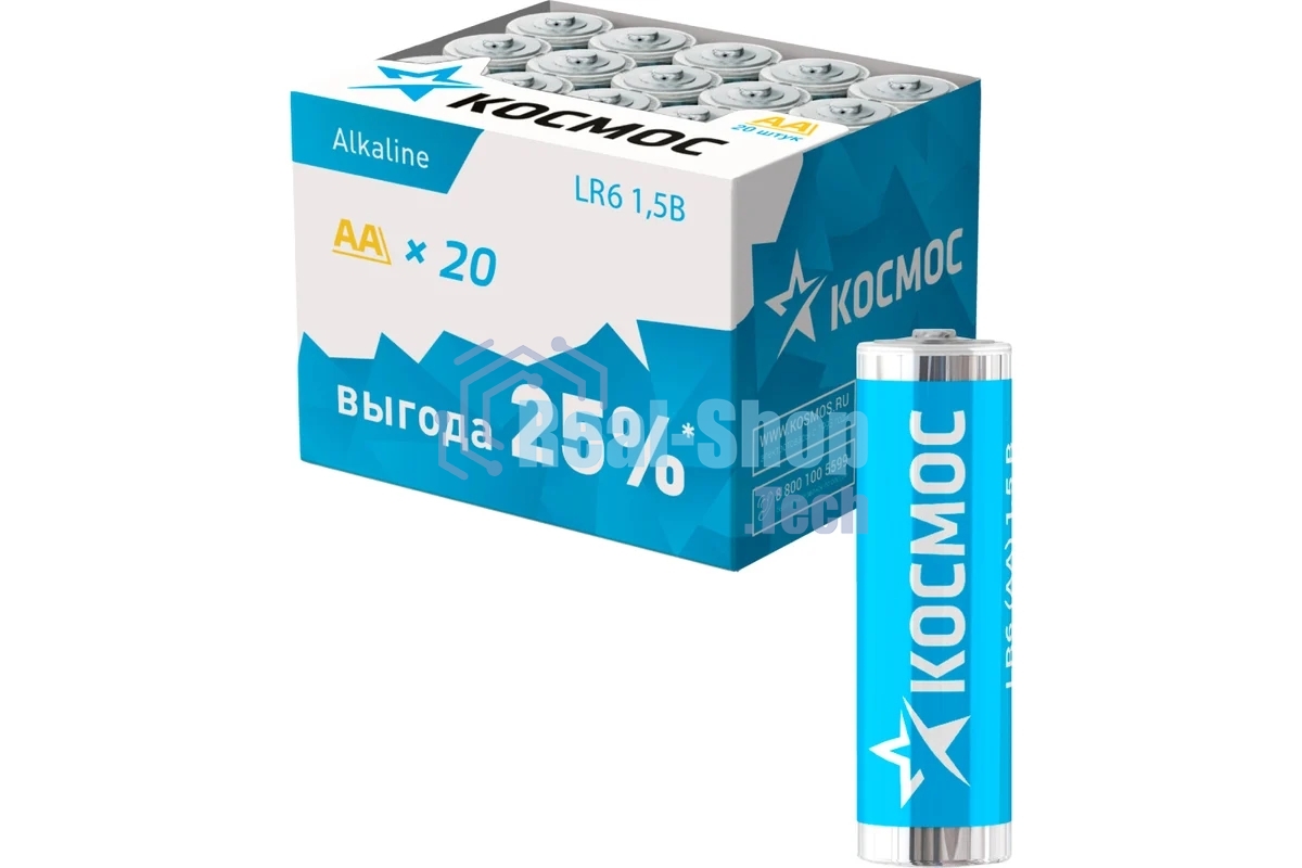 Элемент питания LR6 (AA) 1.5V Alkaline 20BOX Космос
