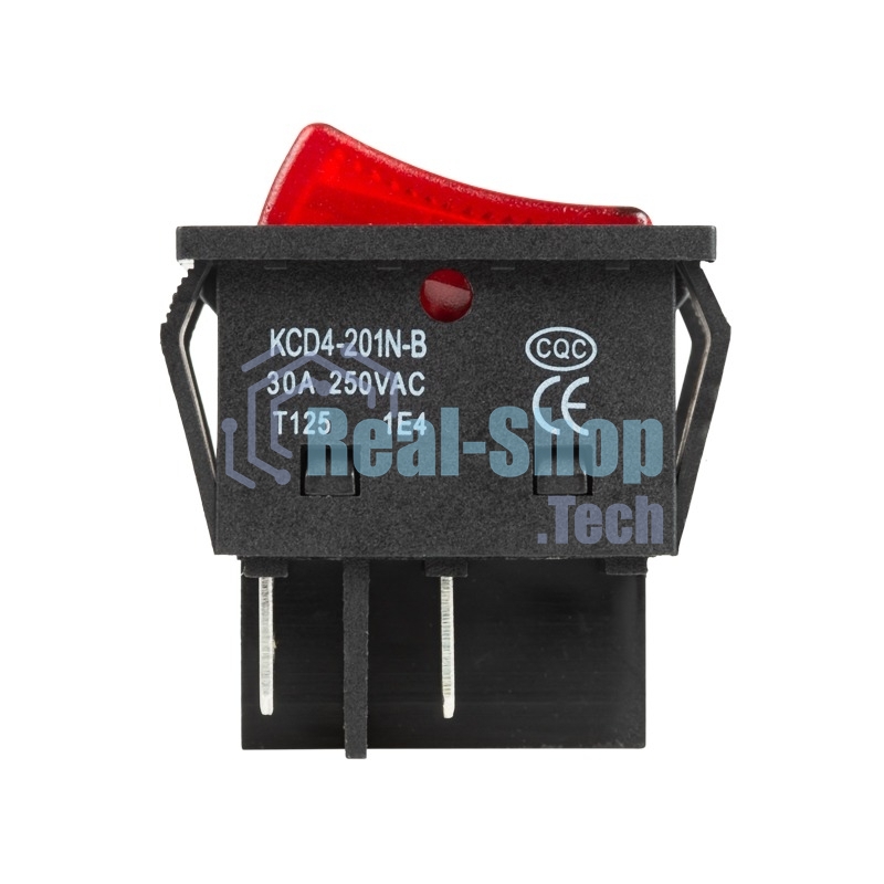 Выключатель клавишный Rexant 250V 30А (4с) ON-OFF красный с подсветкой