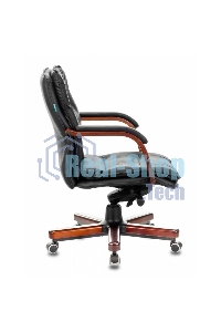 Кресло руководителя Бюрократ T-9927WALNUT-LOW/BL черный, кожа, низкая спинка, крестовина дерево