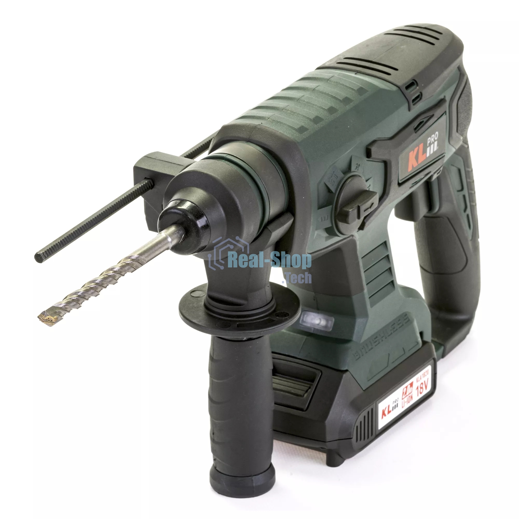 Профессиональный бесщеточный перфоратор аккумуляторный KLPRO KLPM18B-20 (18В, Li-ion-2шт, 2.0А·ч, 1,7Дж, SDS-plus, З/У,сумка)