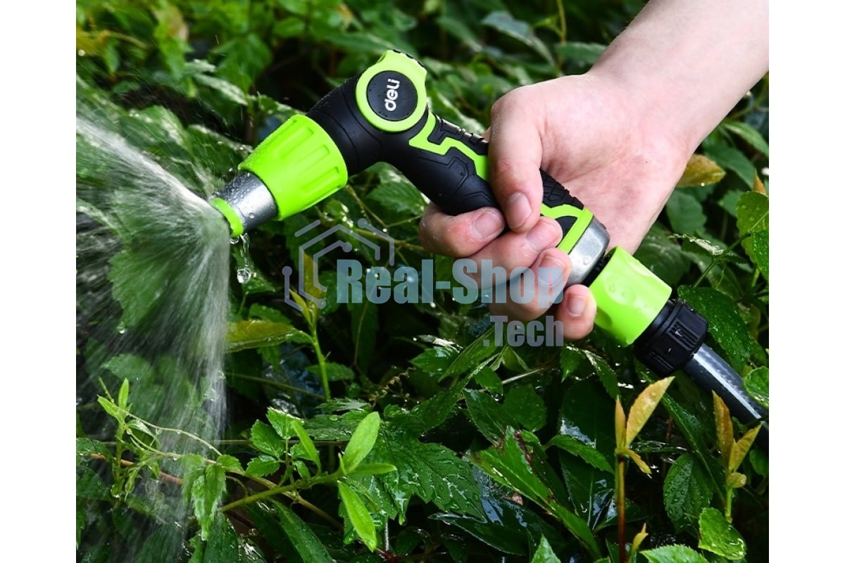 Пистолет-распылитель поливочный бескурковый Deli DL8072 3 режима распыления, диаметр шланга 3/4