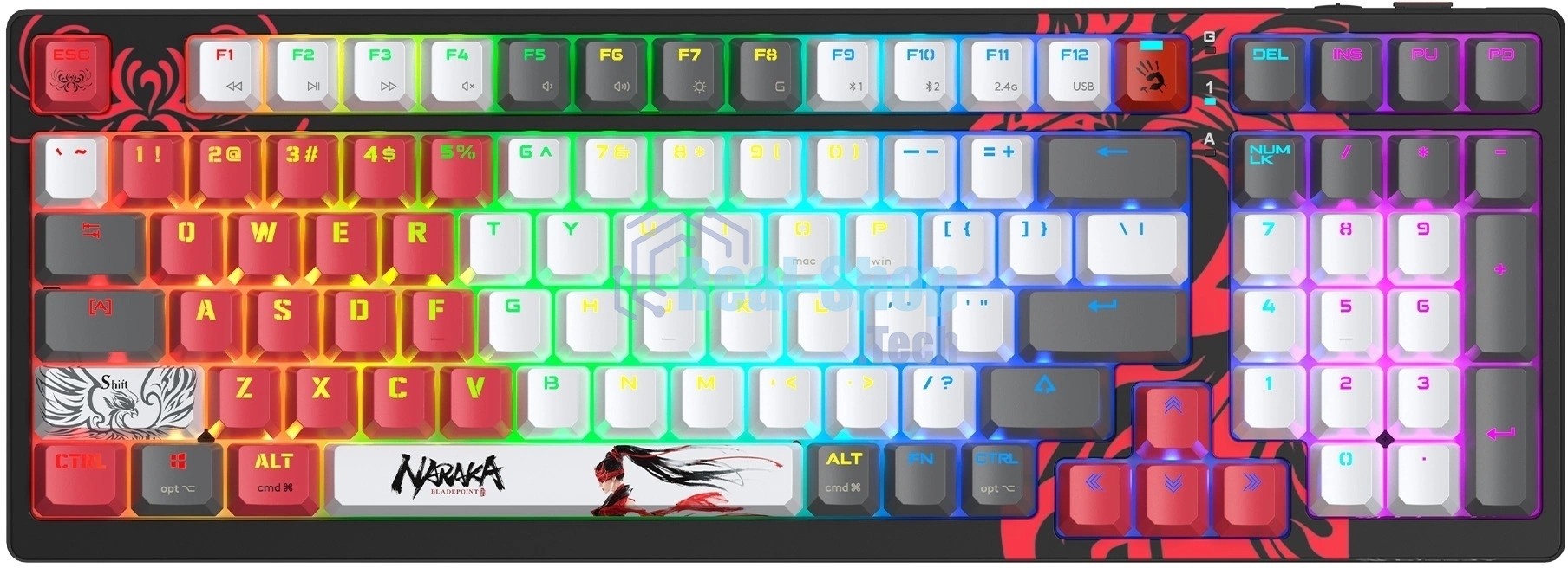 Клавиатура беспроводная механическая A4Tech Bloody WS98 Naraka USB черный/красный (WS98)