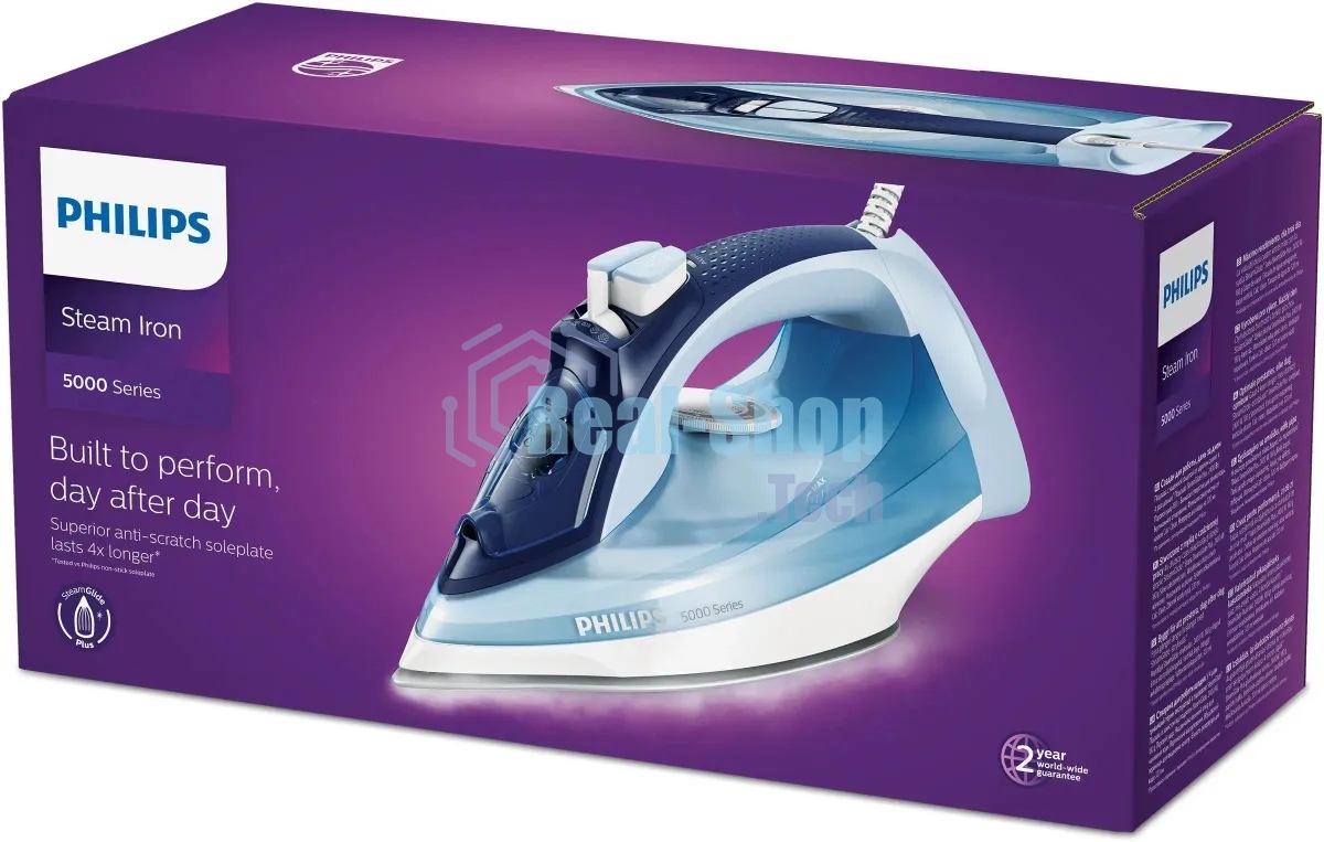 Утюг электрический Philips DST5030/20 2400 Вт, удар 180 г, пар 45 г/мин, 320 мл, SteamGlide Plus, автоотключение