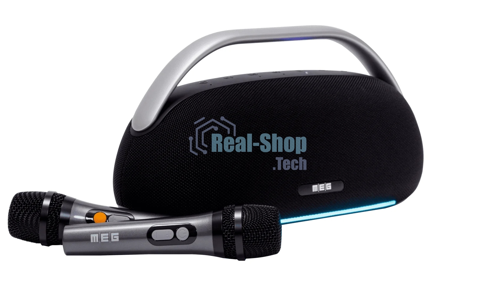 Портативная колонка MEG SSA062BL, 60Вт, Bluetooth 5.3, караоке, сабвуфер, время работы 16ч, черная