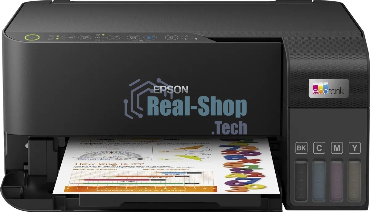 МФУ струйное Epson L3550 (C11CK59405), A4, цветной, печ. до 15 стр/мин. (ч/б) до 8 стр/мин. (цвет), скан. до 11 стр/мин. (ч/б) 28 стр/мин. (цвет), 4800 x 1200 dpi (печать) 1200x2400dpi (скан.), USB, Wi-Fi, Air Print