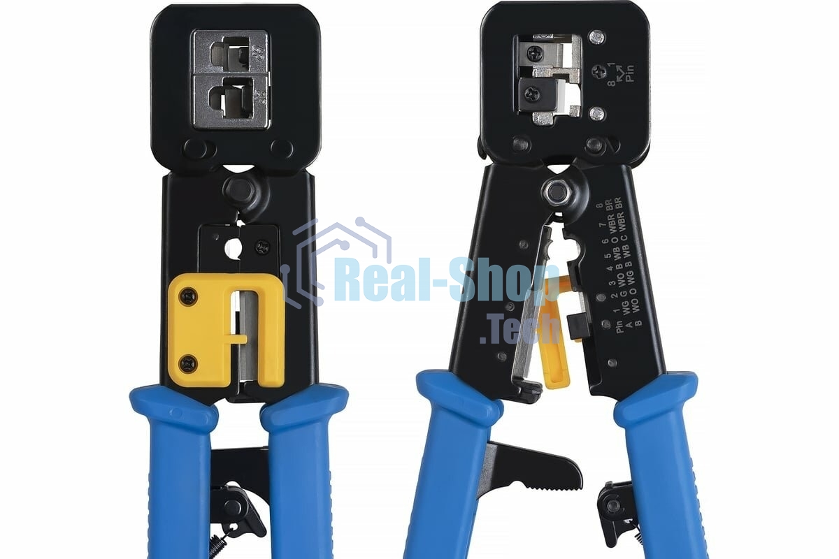 Инструмент обжимной Cabeus HT-376Z для коннекторов быстрой установки RJ-45 (8р8с), RJ-11/12 (6р6с, 6р4с, 6р2с), профессиональный, с храповым механизмом