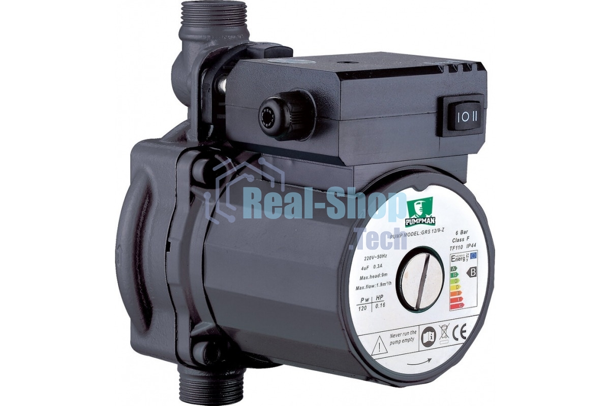 Насос повышения давления Pumpman GRS12/9-Z, 120Вт, напор 9м, производительность 33л/мин, бесшумный