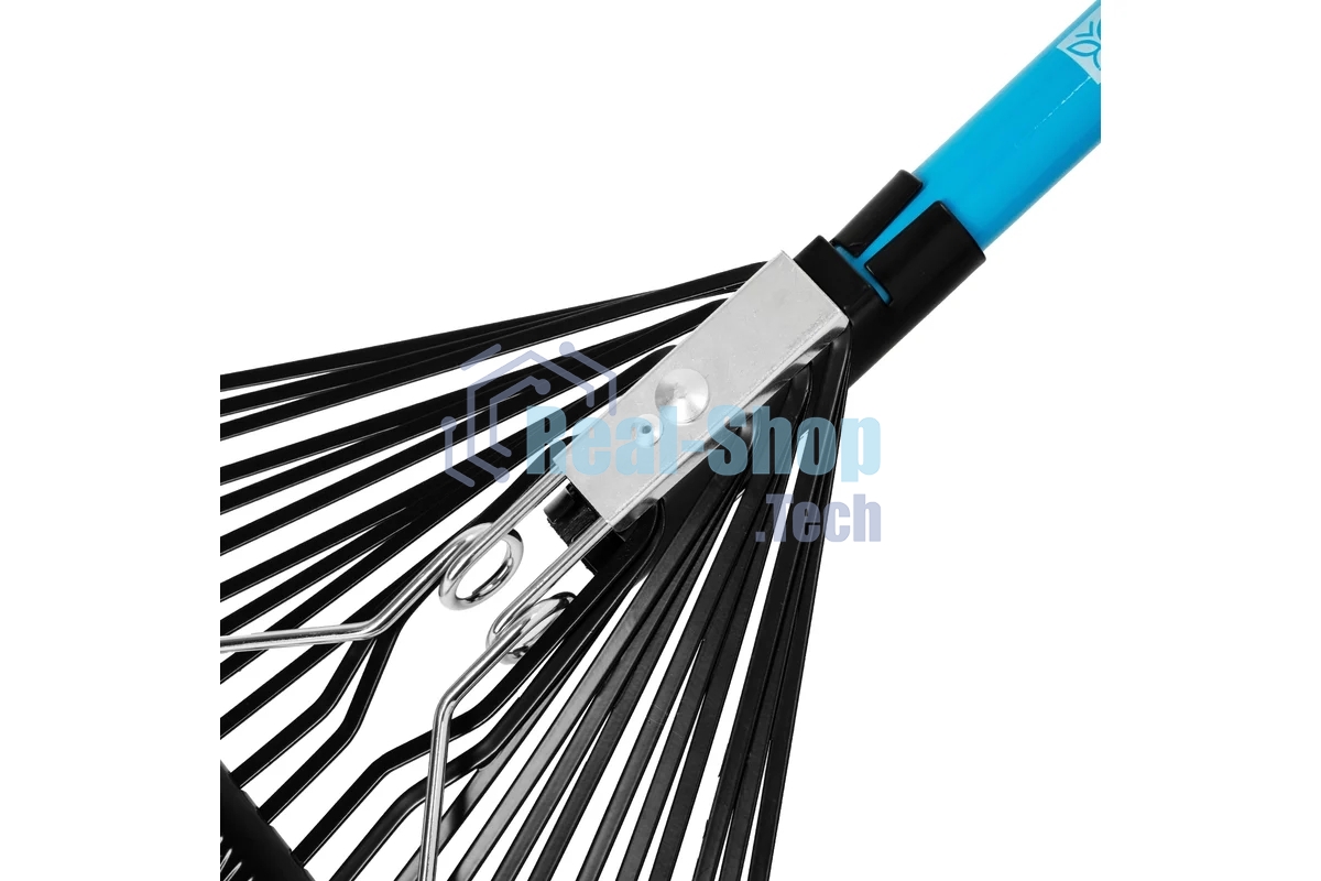 Грабли веерные стальные, 570х1520 мм, 24 зуба, фибергласовый черенок, ПВХ накладка, LUXE Palisad