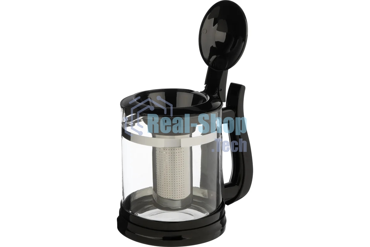 Чайник заварочный MALLONY Fabriano, объем 1,6 л, стеклянный, ручка/крышка/дно из полипропилена, черный (910130)