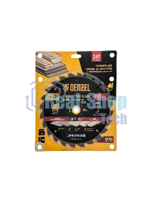 Пильный диск по дереву Denzel ф250 х 30 мм, 24 зубьев