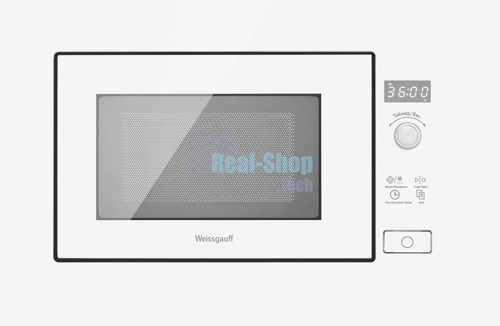 Микроволновая печь встраиваемая Weissgauff HMT-202 белый, 20 л, 700 Вт, переключатели - поворотный механизм/сенсор