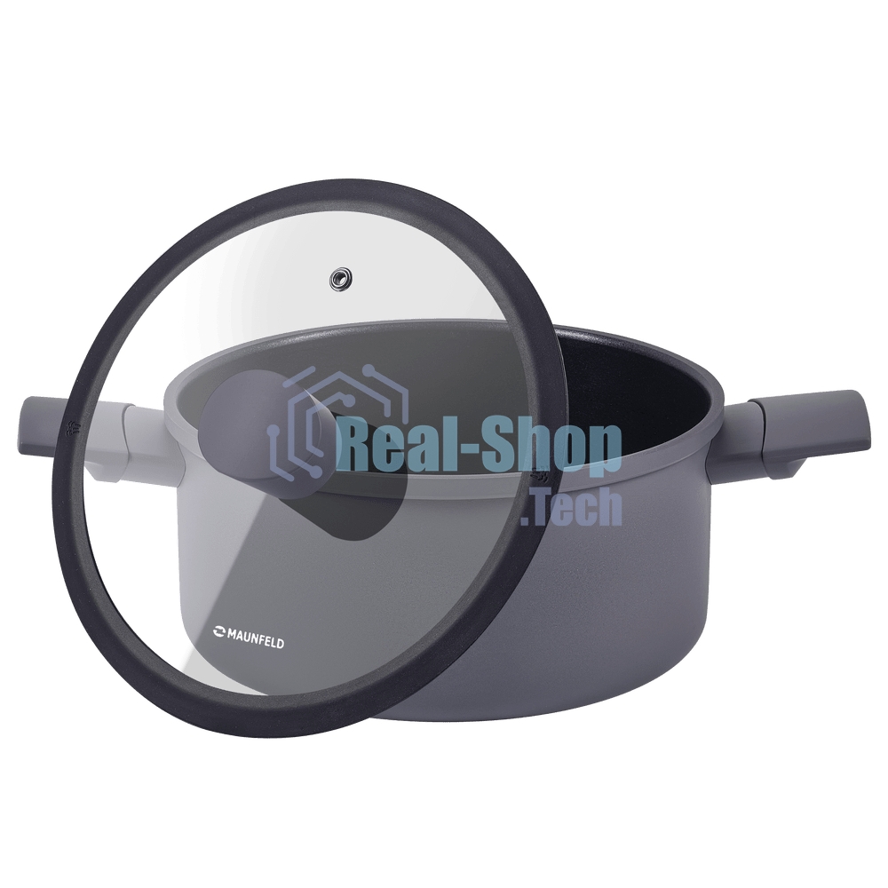 Кастрюля Maunfeld ASTRID MF24ASTR1CR из кованого алюминия со стеклянной крышкой, 24 см, 4.6 л