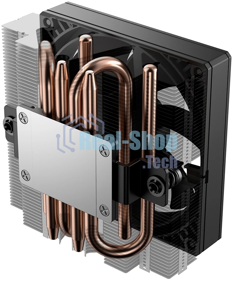 Кулер для процессора ID-COOLING IS-53-XT BLACK LGA1851/1700/1200/115X/AM5/AM4 низкопрофильный высота 53мм (24шт/кор, TDP 120W, PWM, 4 тепл.трубок/медная база, FAN 92мм, черный) BOX