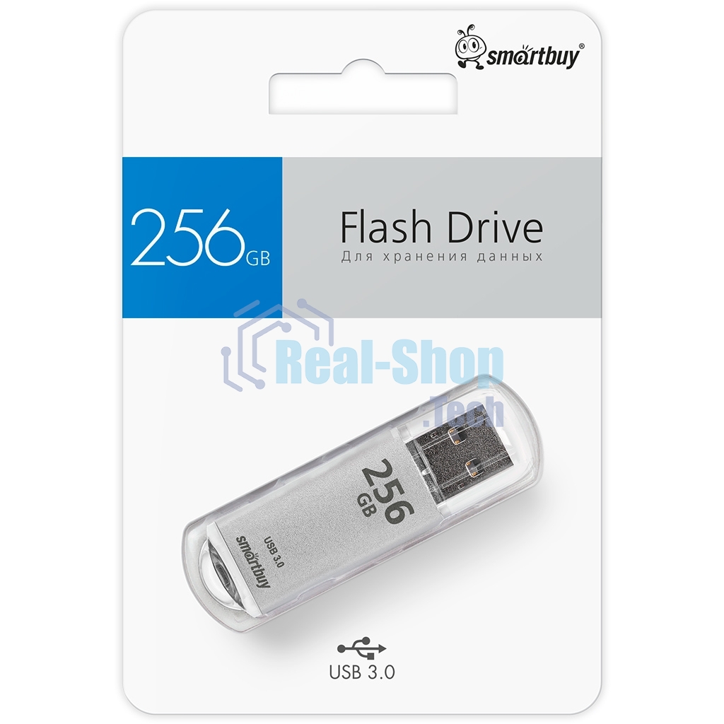 Флешка USB SmartBuy V-Cut silver (SB256 GbVC-S3), 256Gb, USB 3.0, R/W 75/30, серебристый