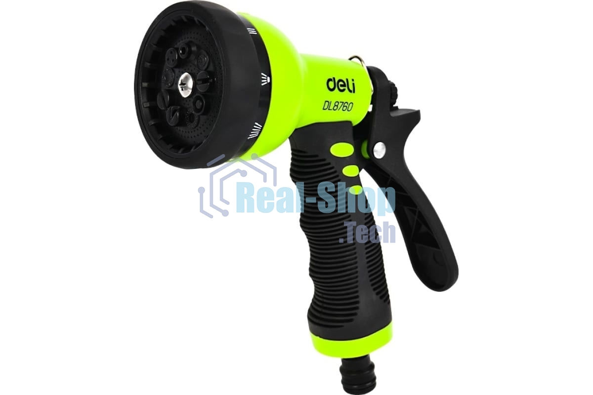 Пистолет-распылитель поливочный Deli DL8760 9 режимов распыления, диаметр шланга 3/4