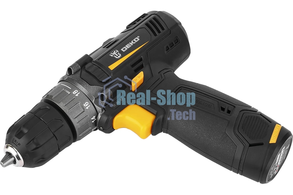 Дрель-шуруповерт аккумуляторная Deko GCD12DU3 SET2 FU-Li-Ion, 12В, 1 АКБ