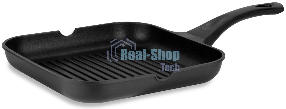 Сковорода-гриль Rondell Schwarz RDA-1683 квадратная 28 см, покрытие: Xylan Plus ручка несъемная (без крышки) черный