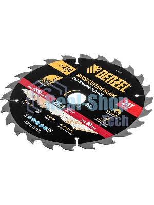 Пильный диск по дереву Denzel ф250 х 30 мм, 24 зубьев