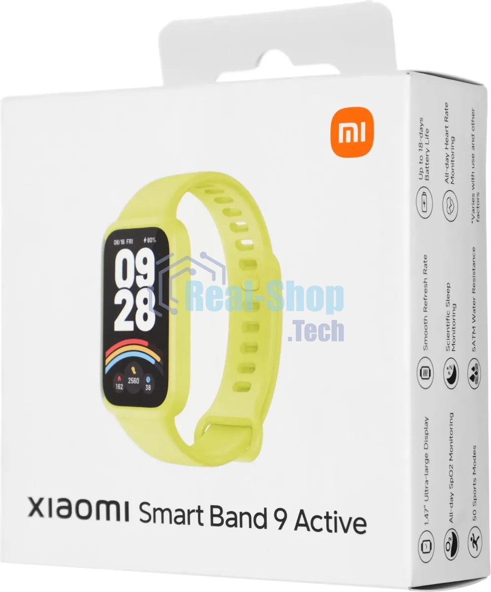 Фитнес-трекер Xiaomi Smart Band 9 Active TFT корп.:зеленый рем.:зеленый (BHR08L1GL)