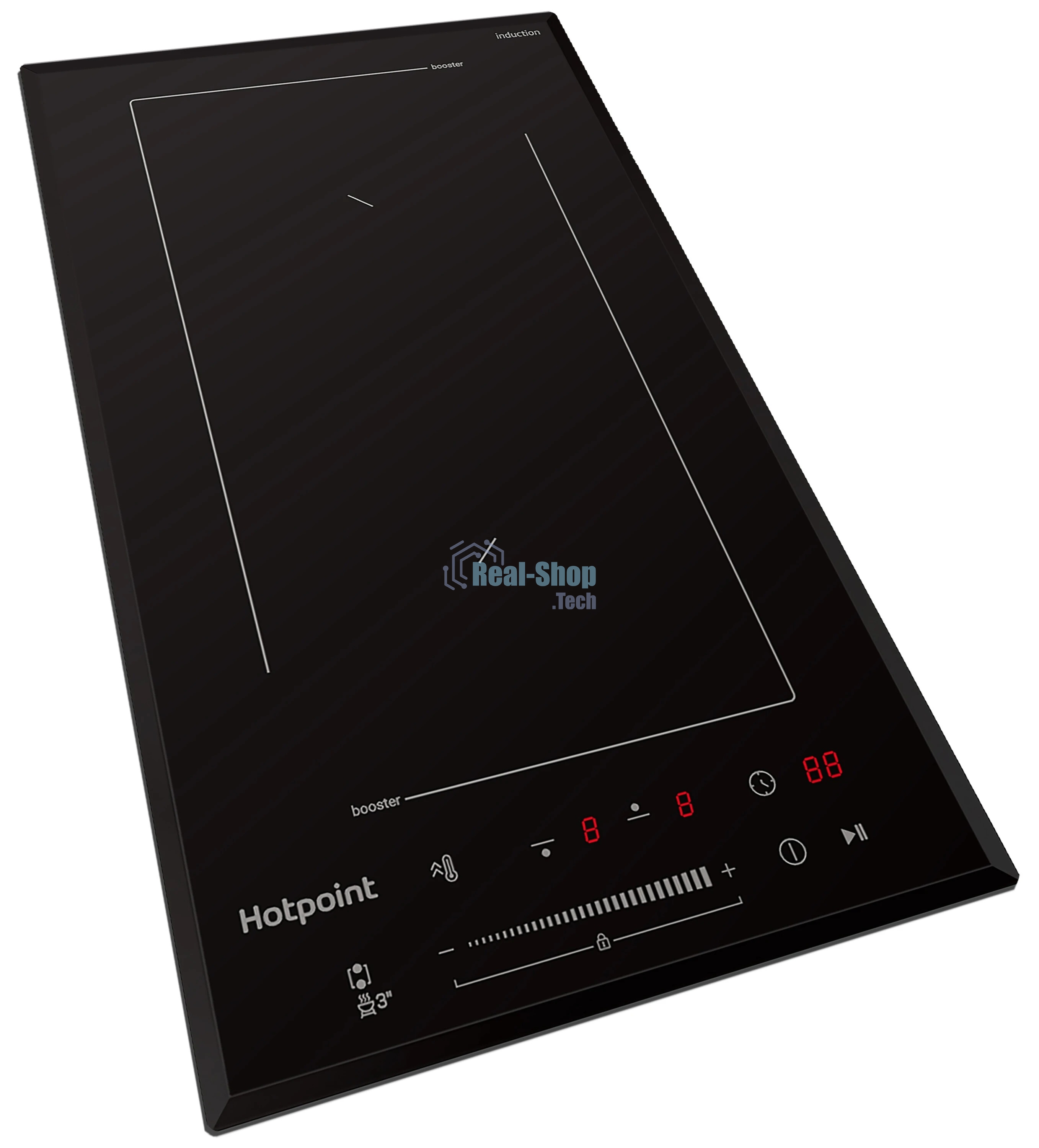 Индукционная варочная поверхность Hotpoint HS 1430 BA, 2 конфорки, с зоной расширения, стеклокерамика, 3500 Вт