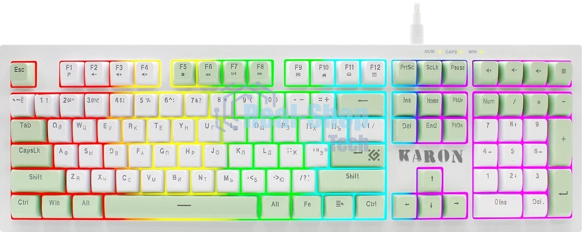 Клавиатура Defender Karon GK-129 проводная, USB Type-A, белый/зеленый