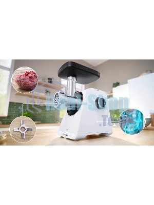 Мясорубка электрическая Bosch MFWS607W белый, 2100 Вт, 3.5 кг/мин, реверс, насадки - 4