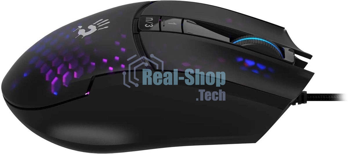 Мышь проводная A4Tech Bloody L65 Max черный/фиолетовый, 12000 dpi, USB, кнопки - 7