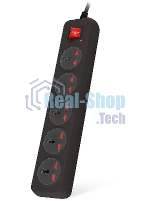 Сетевой фильтр Buro 500UNH-1.8-BG 1.8м (5 розеток) черный/серый (коробка)