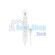 Сетевой фильтр Гарнизон 2.0 Мультипорт EPS-4-U3-W-4, 4 р, 10А, 3xUSB, 4 м, ур.защиты 2+, белый, пакет