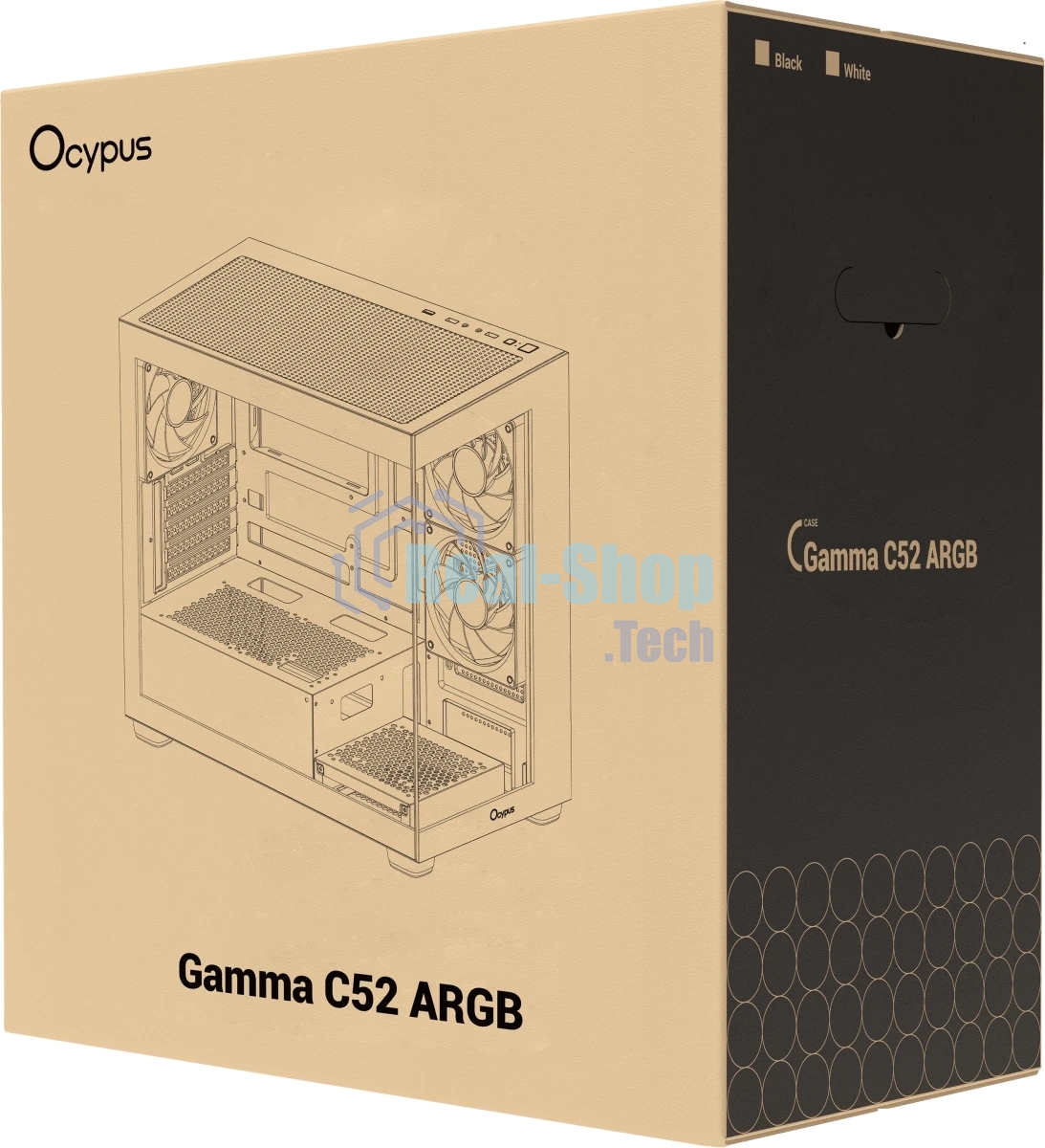 Компьютерный корпус Case Ocypus Gaммa C52 WH ARGB mATX/win/white/3 ARGB fans/no PSU/Tempered Glass