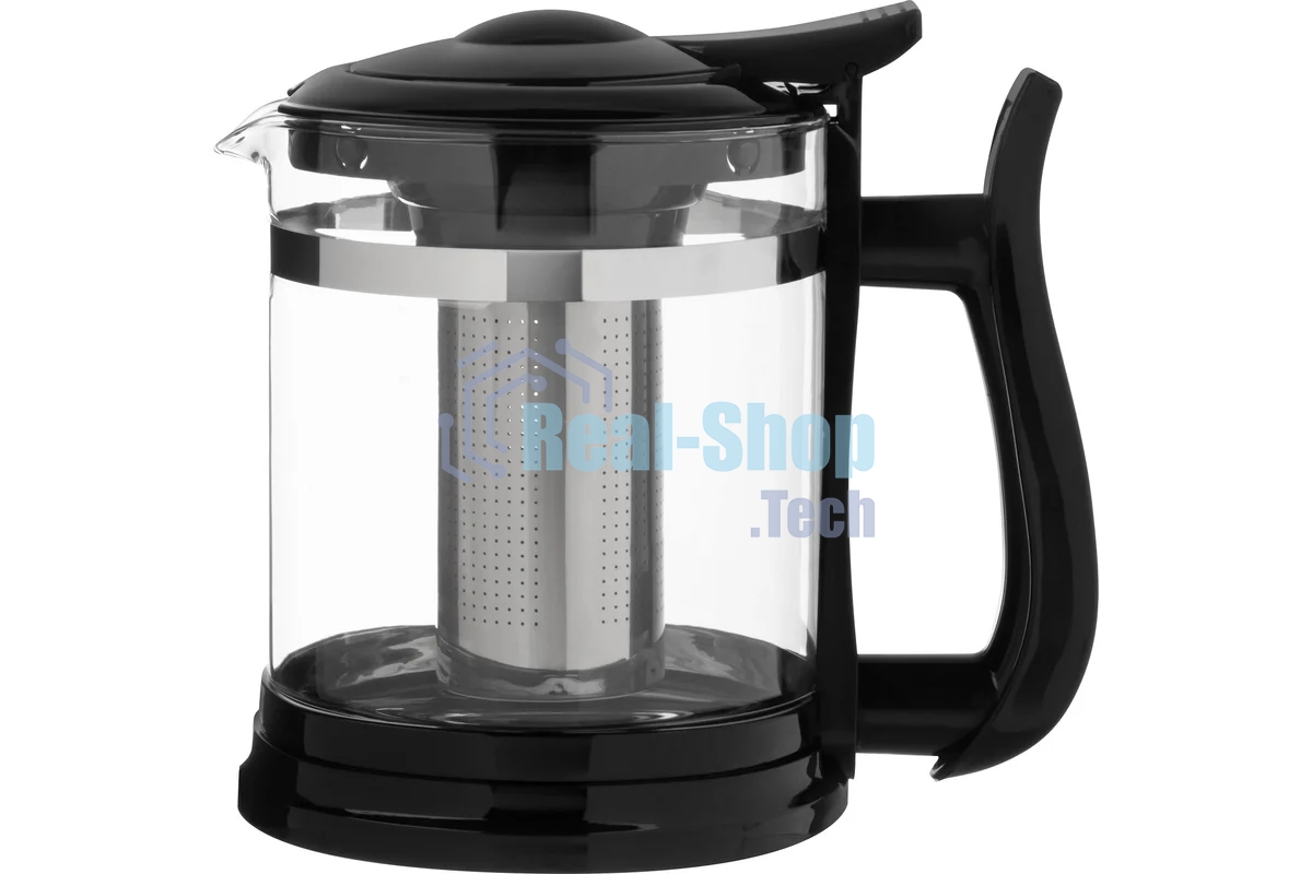 Чайник заварочный MALLONY Fabriano, объем 1,6 л, стеклянный, ручка/крышка/дно из полипропилена, черный (910130)