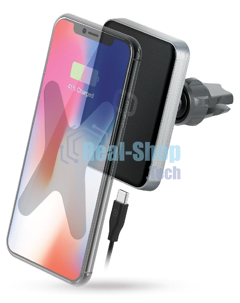 Автомобильное беспроводное зарядное устройство Qumo PowerAid Qi C Charger V2 (Charger 0009), 10 Вт, 1 контур