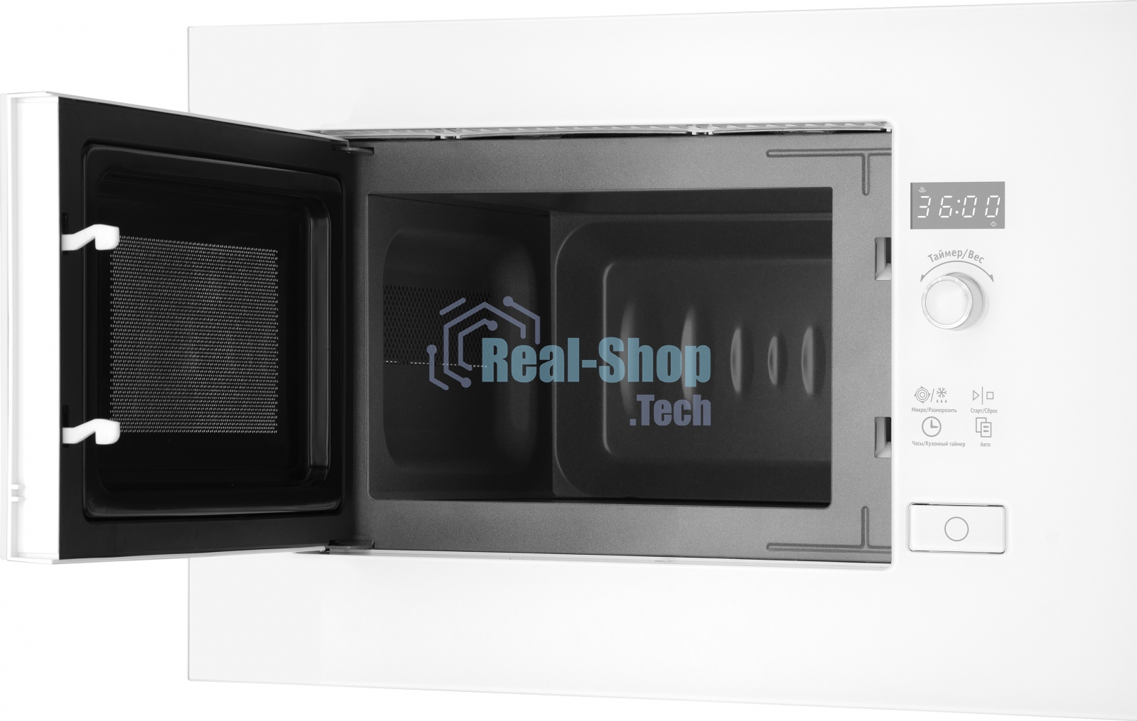Микроволновая печь встраиваемая Weissgauff HMT-202 белый, 20 л, 700 Вт, переключатели - поворотный механизм/сенсор
