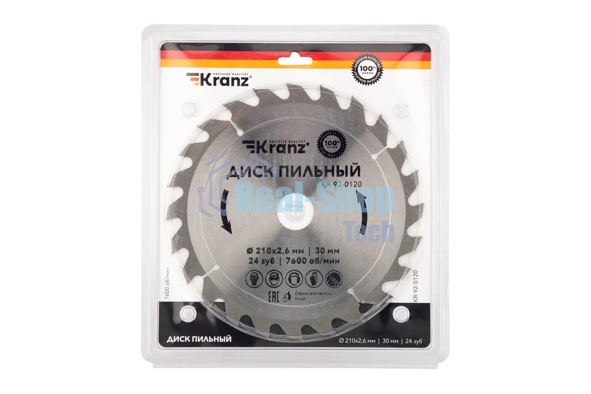 Диск пильный Kranz 210 мм х 24 зуб х 30 мм