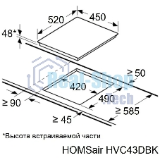 Электрическая варочная панель HOMSair HVC43DBK Hi-Light, независимая, черный