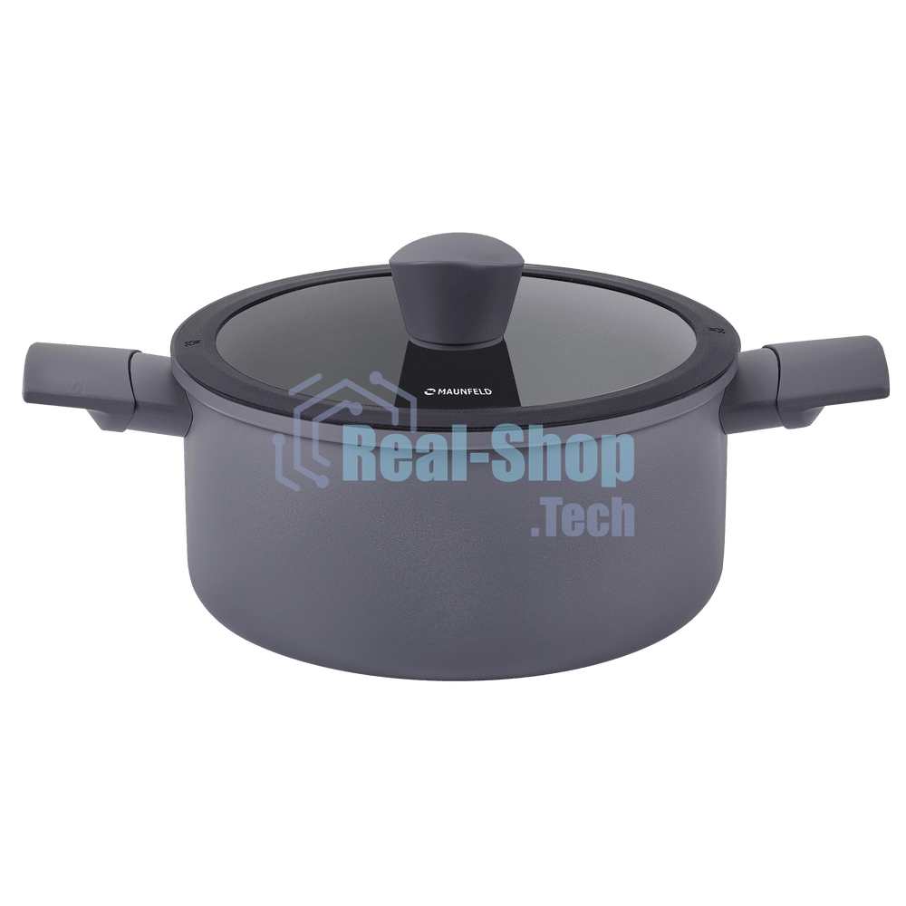 Кастрюля Maunfeld ASTRID MF24ASTR1CR из кованого алюминия со стеклянной крышкой, 24 см, 4.6 л